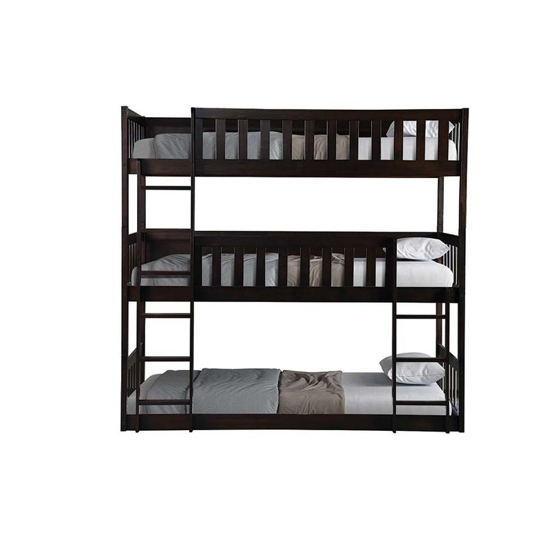 DANUBE HOME سرير ثلاثي طابق من الخشب الصلب Derby Climber V2 90x200 | تصميم حديث لإطار سرير أطفال من الخشب | سرير مريح (الماتريس غير مشمول) - إسبريسو - Image 2
