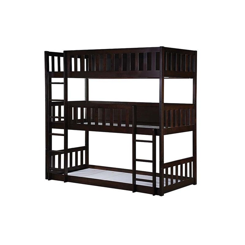 DANUBE HOME سرير ثلاثي طابق من الخشب الصلب Derby Climber V2 90x200 | تصميم حديث لإطار سرير أطفال من الخشب | سرير مريح (الماتريس غير مشمول) - إسبريسو - Image 3