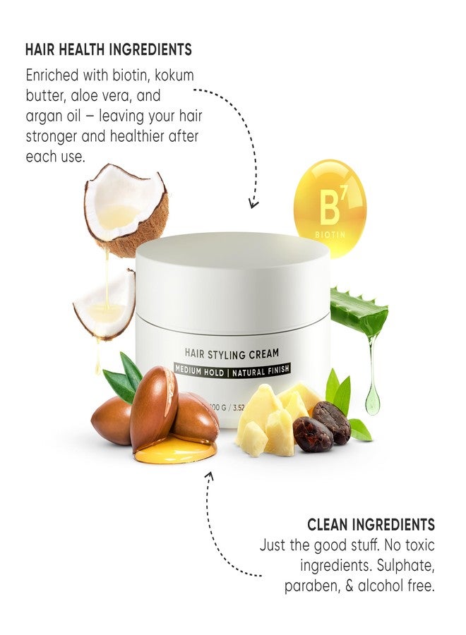 Dasher كريم تصفيف الشعر داشر، قرص تثبيت متوسط، كريم خفيف الوزن، مع زيت الأرغان والبيوتين، تثبيت مرن وقاعدة مائية، يُشكّل الشعر ويُعطيه ملمساً (100 غرام) - Image 3