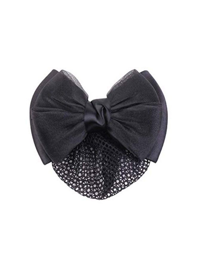 Lurrose شبكة شعر برباط قوس شعري كغطاء كعكة شعر للنساء مشبك شعر باركيه شبكة كوفردة شعر دانتيل مزينة بقوس مشبك شعر شبكة شعر - Image 2