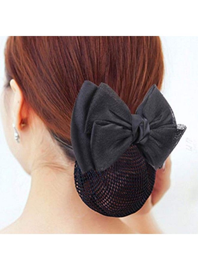 Lurrose شبكة شعر برباط قوس شعري كغطاء كعكة شعر للنساء مشبك شعر باركيه شبكة كوفردة شعر دانتيل مزينة بقوس مشبك شعر شبكة شعر - Image 4