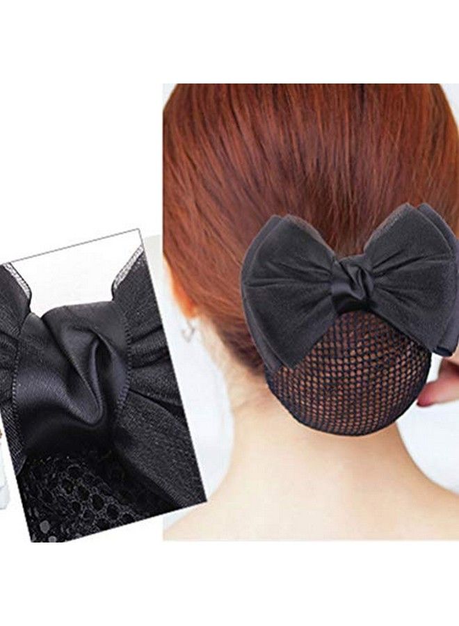 Lurrose شبكة شعر برباط قوس شعري كغطاء كعكة شعر للنساء مشبك شعر باركيه شبكة كوفردة شعر دانتيل مزينة بقوس مشبك شعر شبكة شعر - Image 5