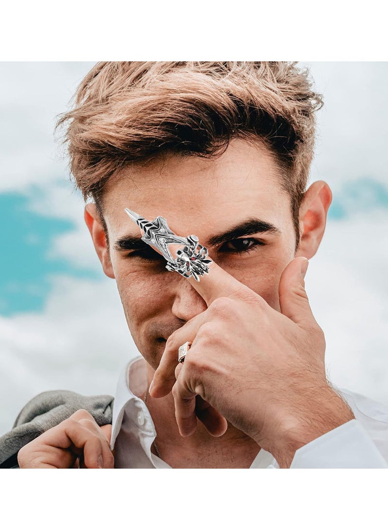 GGOOT 8 Pcs Knuckle Joint Full Finger Ring Halloween Vintage Punk Rings Skull Activity Ring Gothic Claw Finger Rings for Men Woman - Image 4