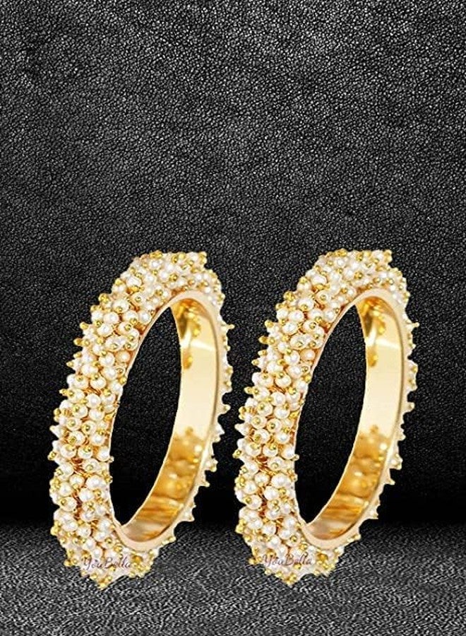 BANGLESKART Anwar Jewellery Traditional Pearl-Studded Gold Plated Bangles for Women & Girls | Elegant Ethnic Fashion Jewellery for Weddings, Festivals & Parties - Image 5