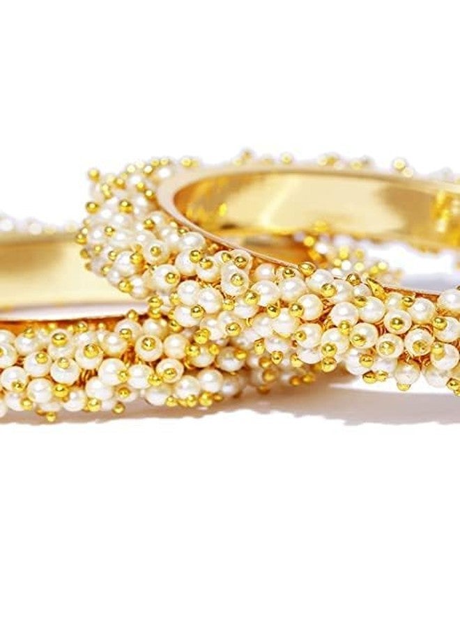 BANGLESKART Anwar Jewellery Traditional Pearl-Studded Gold Plated Bangles for Women & Girls | Elegant Ethnic Fashion Jewellery for Weddings, Festivals & Parties - Image 3