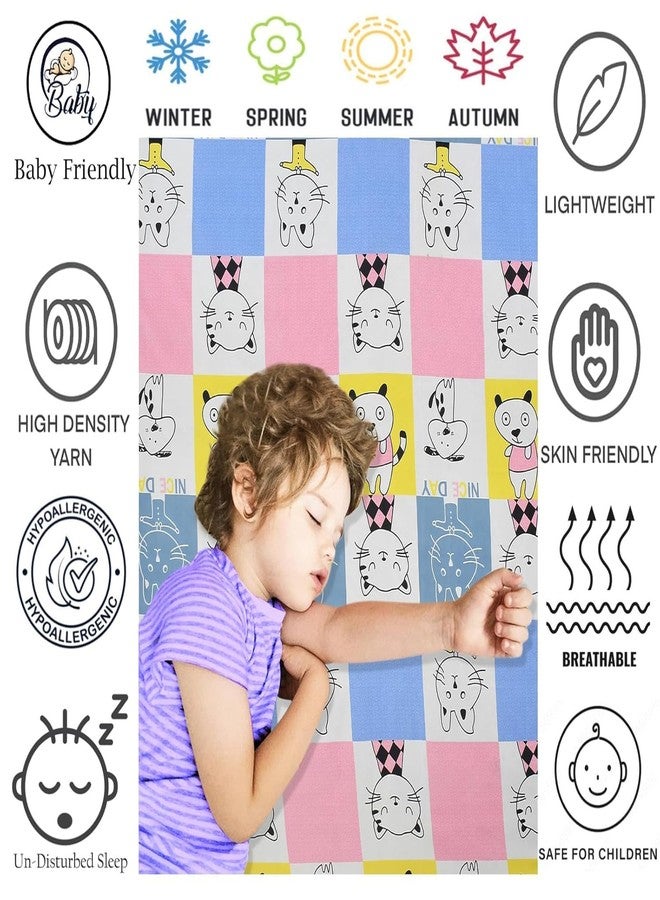 Blenzza Deco™ 180TC Glace Cotton Kids Room 1 Double Flat Printed Bed Sheet with 2 Pillow Cover (90 * 100Inch) (Happy Cat) - Image 4