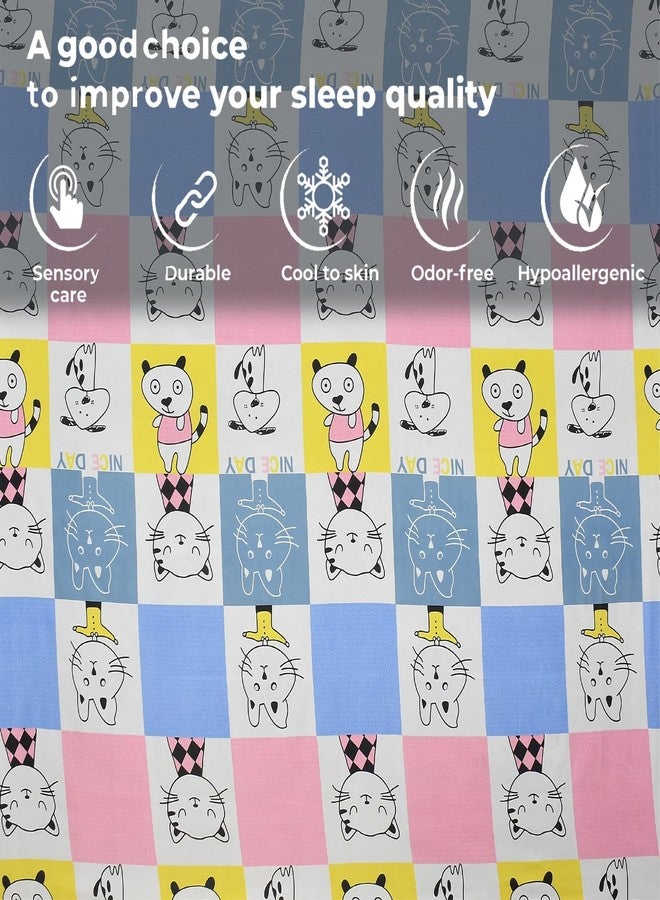 Blenzza Deco™ 180TC Glace Cotton Kids Room 1 Double Flat Printed Bed Sheet with 2 Pillow Cover (90 * 100Inch) (Happy Cat) - Image 3