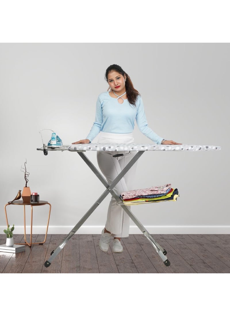 BRANCO BRANCO Super Mesh Ironing Board Large Foldable Cloth Cover Ironing Table for Home Dress Ironing Table Iron Press Cloth Ironing Table Silver 130X47 cm Mesh Large  - Image 3