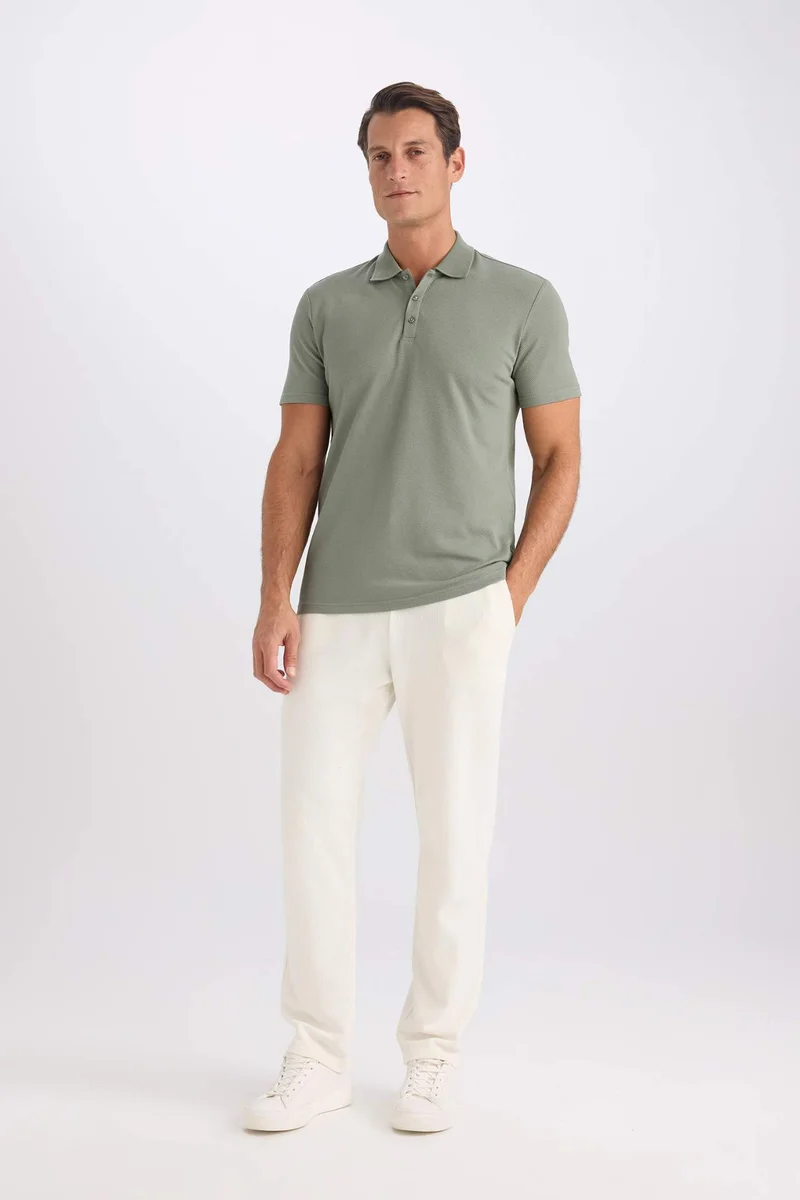 ديفاكتو Slim Fit Short Sleeve Cotton Basic Polo Shirt