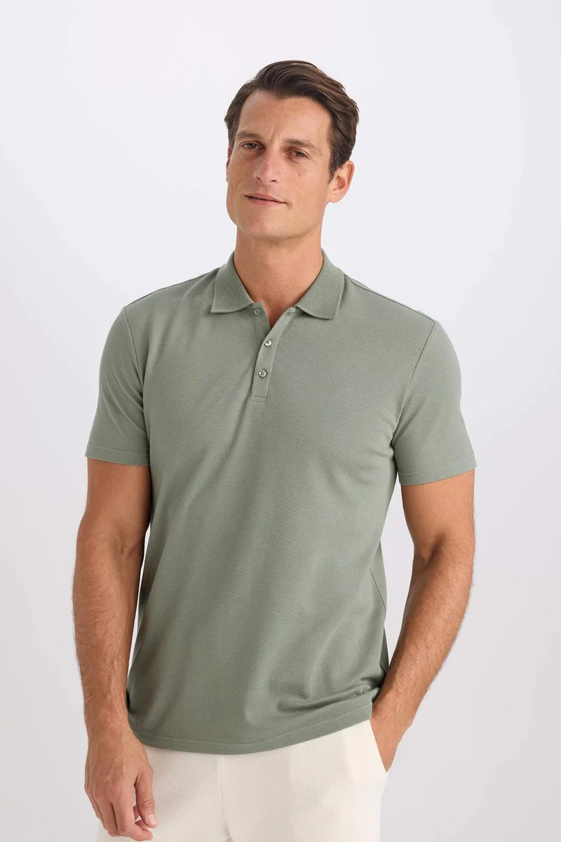 ديفاكتو Slim Fit Short Sleeve Cotton Basic Polo Shirt
