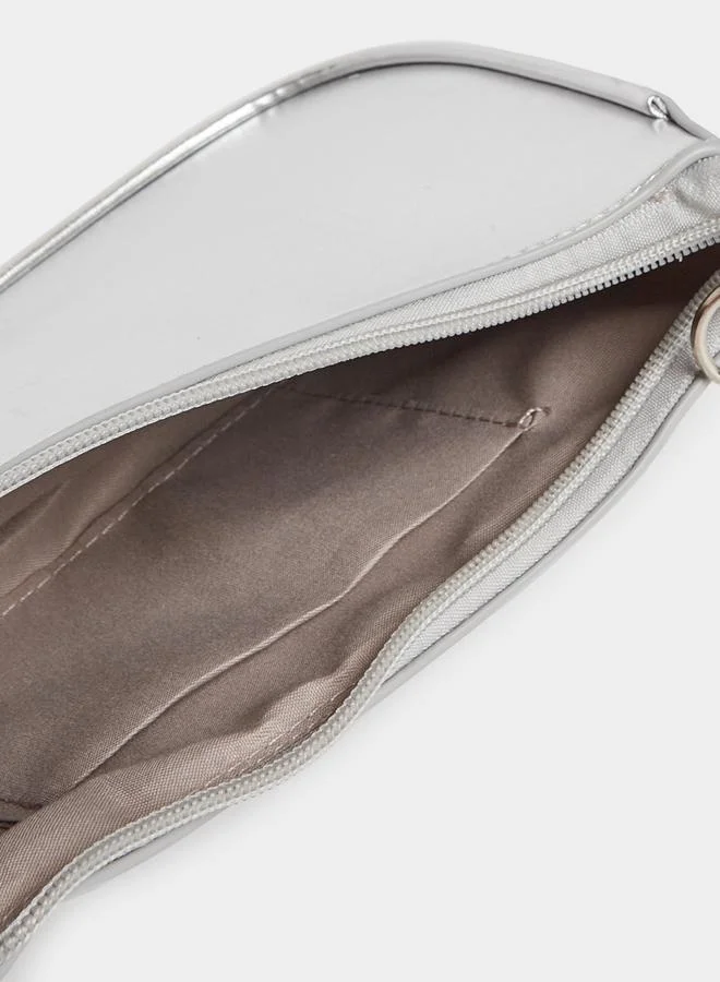 Styli Metallic Chain Shoulder Bag with Zip Closure