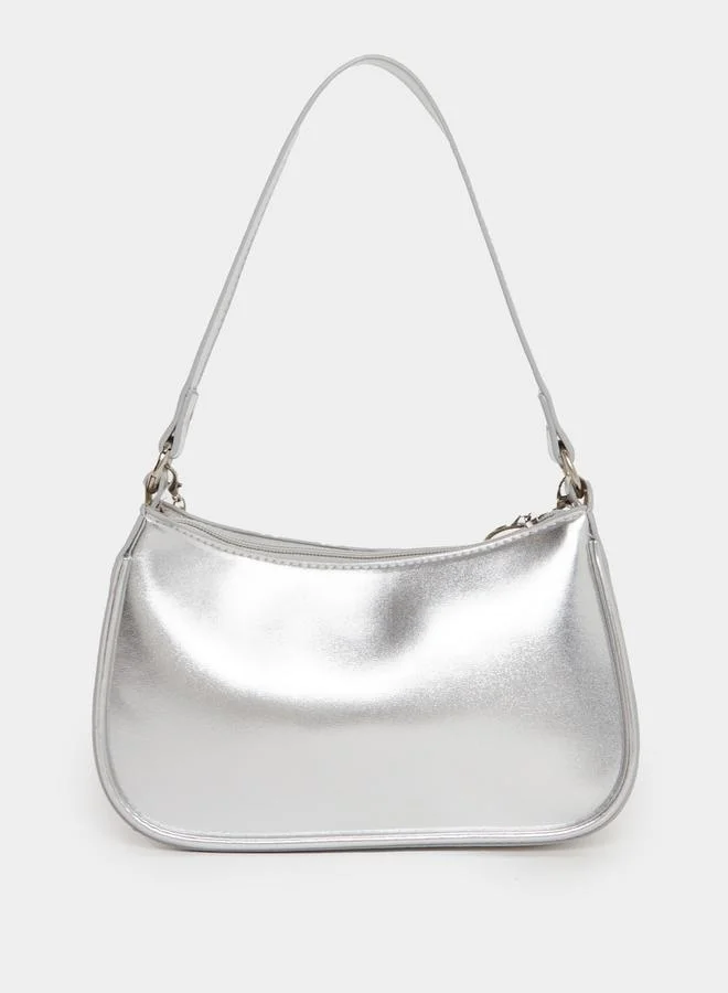Styli Metallic Chain Shoulder Bag with Zip Closure