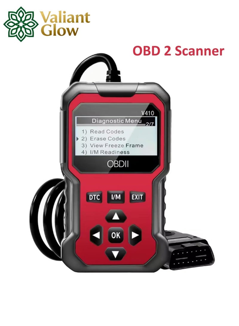 Valiant Glow OBD2 Diagnostic Diagnostic Tool, Car Sacnner, Engine Light Diagnostic Tool, Data Stream, Battery Voltage Tester, Vehicle info, I/M Readiness for OBD2 Cars & Trucks Since 1996 - Image 1
