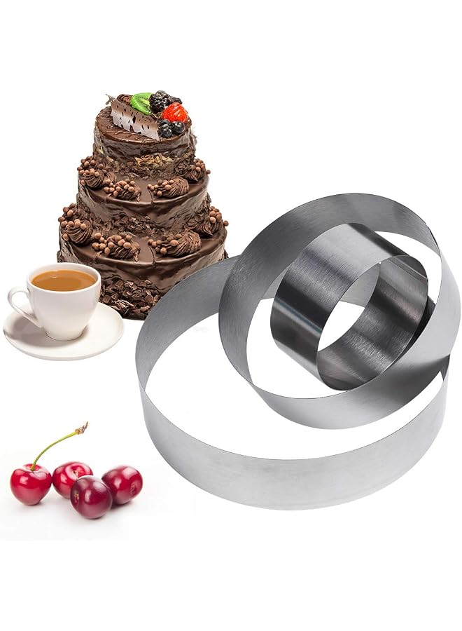 S-TOP Round Cake Ring 3 Pack, 4 to 7.8 Inch Stainless Steel Mousse Cake Mold Ring for Kitchen DIY Pastry - Image 1