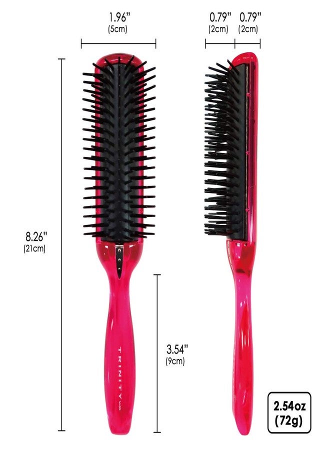 BS Anti Static Hairbrush [Made in Japan] 7 Row Curly Hair Brush for Styling, Blow-Drying, and Detangling, Static Free Hair Brushes for Women (Pink) - Image 5