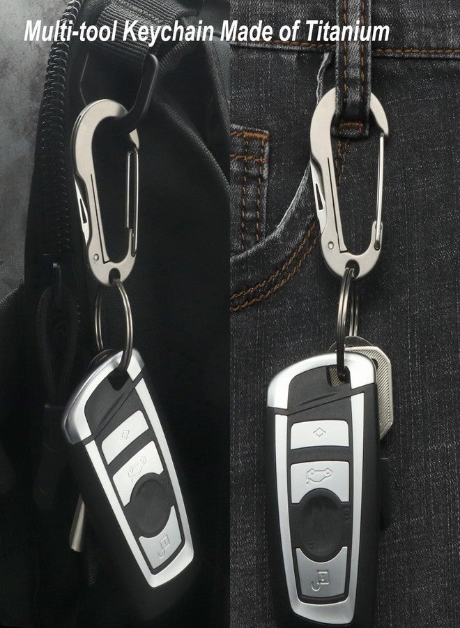 PJYTAC Titanium Carabiner Keychain with Key Rings, Multi-Function Keychain Quick Release Key Clip Car Key Chain Accessories with Titanium Keyrings - Image 2