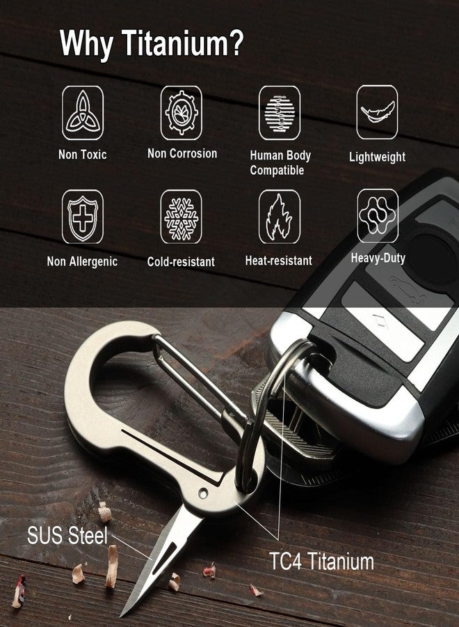 PJYTAC Titanium Carabiner Keychain with Key Rings, Multi-Function Keychain Quick Release Key Clip Car Key Chain Accessories with Titanium Keyrings - Image 5
