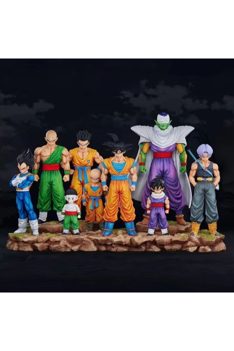 no box 1 set 9 pcs 28cm Anime Dragon Ball Kids Krillin Son Gohan Trunks PVC Action Figures Model Col