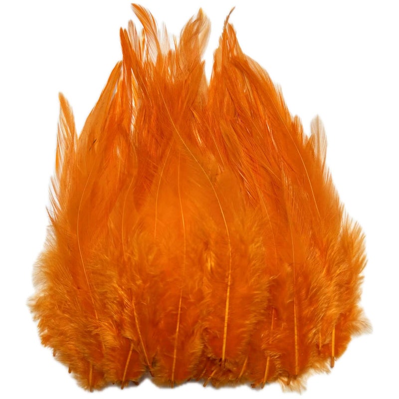 Happy Feather 100PCS Saddle Hackle Rooster Feather for Crafts 57 inch Natural Pheasant Neck Feathers DIY Pendant Earrings Dream CatcherOrange