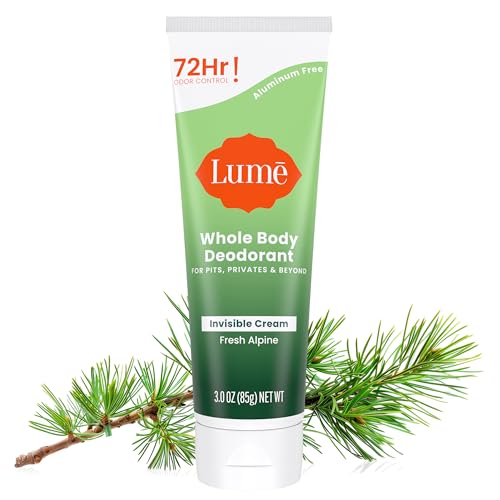 Lume Whole Body Deodorant  Invisible Cream Tube  72 Hour Odor Control  Aluminum Free Baking Soda Free Skin Safe  30 ounce Fresh Alpine