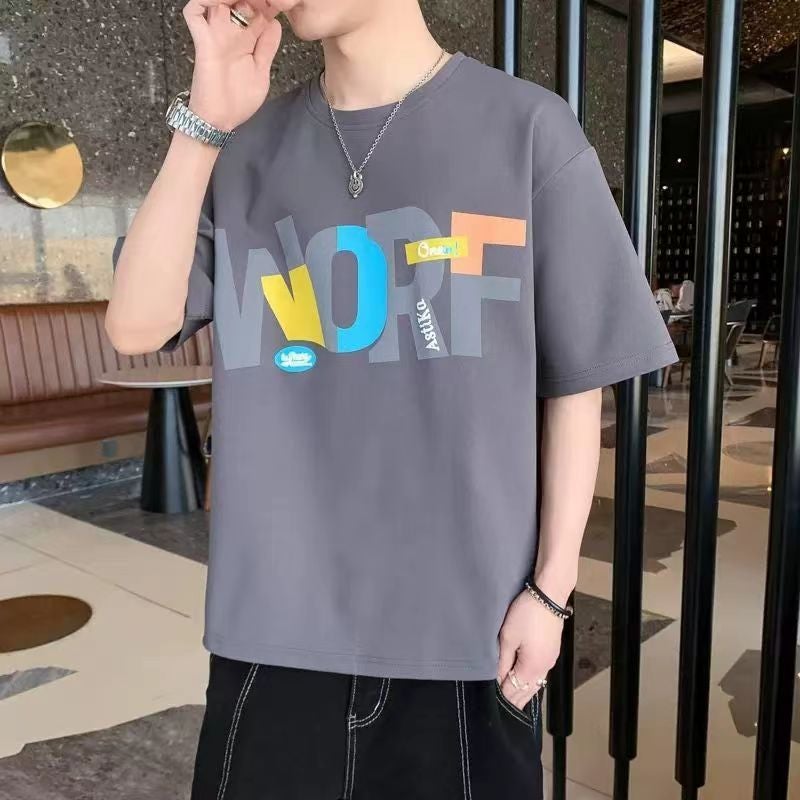 Summer Thin Ice Silk Short-Sleeved T-Shirt Men'S Round Neck Sports Fashion Brand Japanese Style Retro Casual High Street Teenager T-Shirt - Image 1