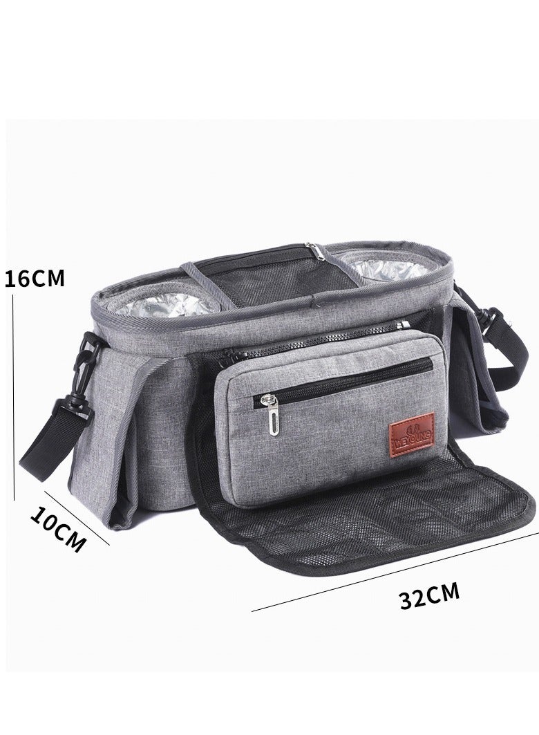 Arabest حقيبة عربة الأطفال، منظم عربة الأطفال العالمي، حقيبة منظم عربة الأطفال، منظم عربة الأطفال، حقيبة عربة التسوق، حقيبة تغيير حفاضات الأطفال متعددة الوظائف مع حزام كتف - Image 4