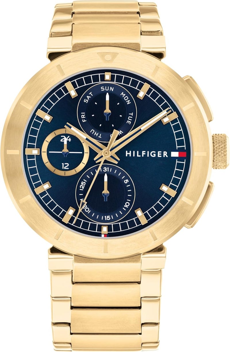 Tommy Hilfiger Men's Navy Dial Gold Steel Bracelet Watch - Image 1