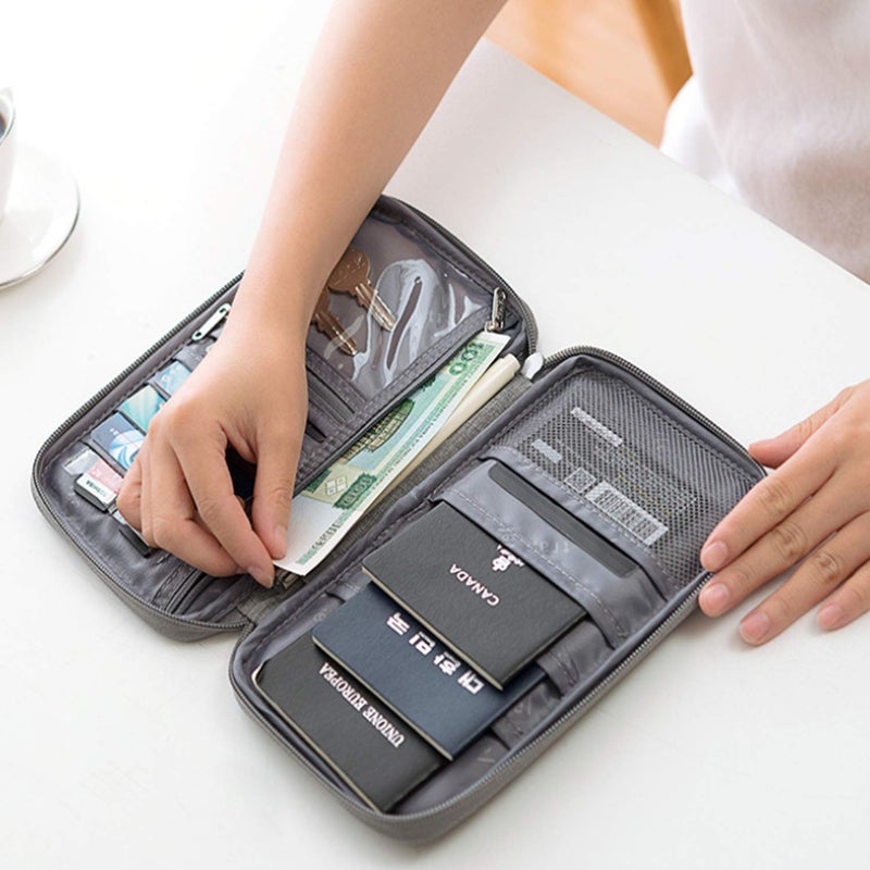 Multifunction Convenient and Practical Travel Wallet RFID Blocking Document Organizer Bag, Family Passport Holder - Image 3