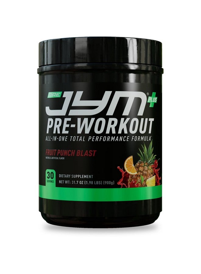 JYM Supplement Science Pre JYM Plus Fruit Punch Pre-Workout Powder, Amino Nitrates, Creatine, Betaine, Nootropics, BCAA’s, for Men & Women, 30 Servings