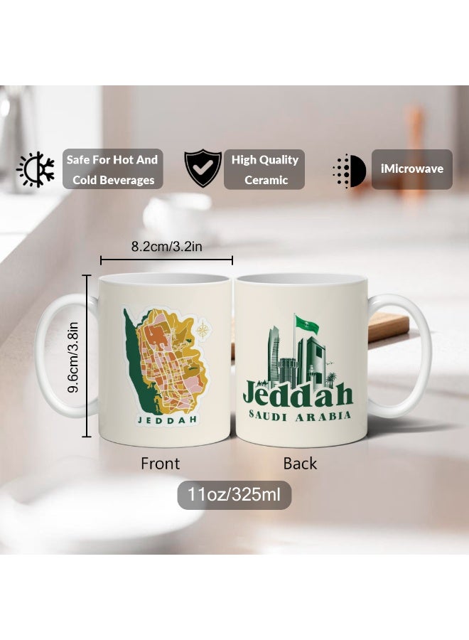 جالادون كوب قهوة سيراميكي، كوب شاي، أداة شرب، 11 أونصة، أدوات شرب عربية إبداعية، كوب إفطار من البورسلين للمكتب، حفلات العطلات، السفر، المهرجانات، هدية مثالية للعيد للأصدقاء والآباء، مدينة جدة - Image 4