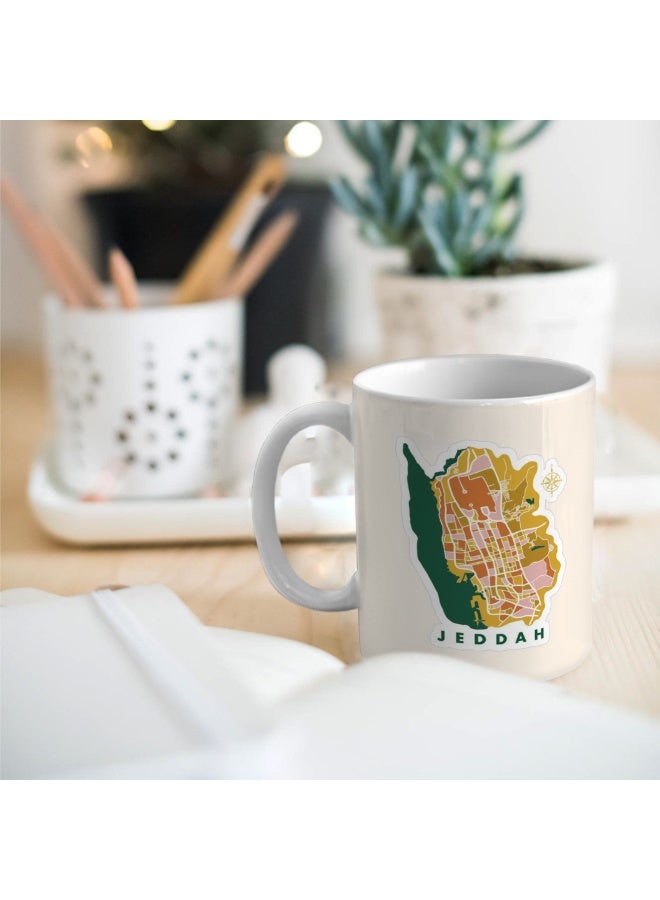 جالادون كوب قهوة سيراميكي، كوب شاي، أداة شرب، 11 أونصة، أدوات شرب عربية إبداعية، كوب إفطار من البورسلين للمكتب، حفلات العطلات، السفر، المهرجانات، هدية مثالية للعيد للأصدقاء والآباء، مدينة جدة - Image 3