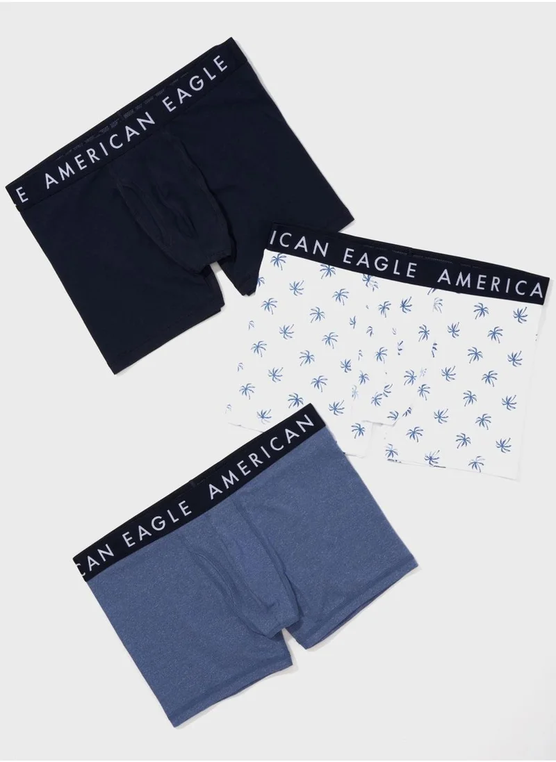 American Eagle 3 Pack Logo Band Trunks
