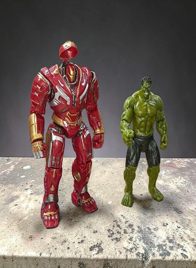 ONE POINT COLLECTIONS Red & Gold Heavy Armored Mech with Green Super Strength Hero Action Figure Set - Battle Warrior Collectible Toy Duo - Image 2