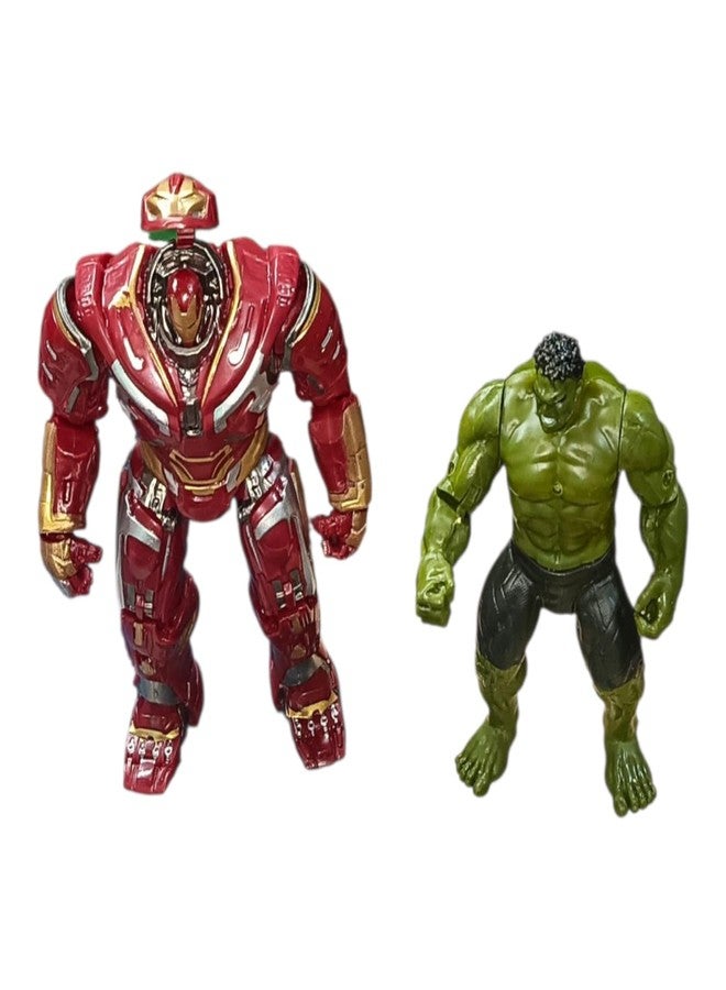 ONE POINT COLLECTIONS Red & Gold Heavy Armored Mech with Green Super Strength Hero Action Figure Set - Battle Warrior Collectible Toy Duo - Image 5