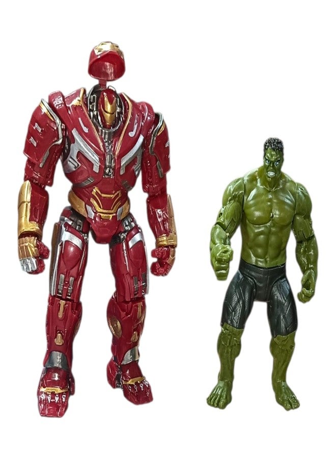 ONE POINT COLLECTIONS Red & Gold Heavy Armored Mech with Green Super Strength Hero Action Figure Set - Battle Warrior Collectible Toy Duo - Image 3