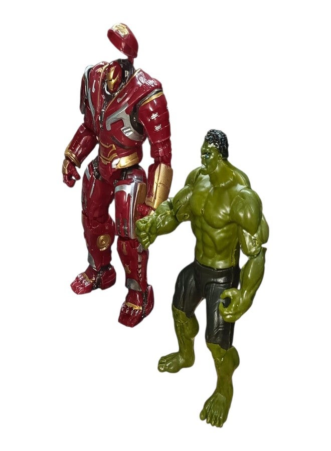 ONE POINT COLLECTIONS Red & Gold Heavy Armored Mech with Green Super Strength Hero Action Figure Set - Battle Warrior Collectible Toy Duo - Image 4