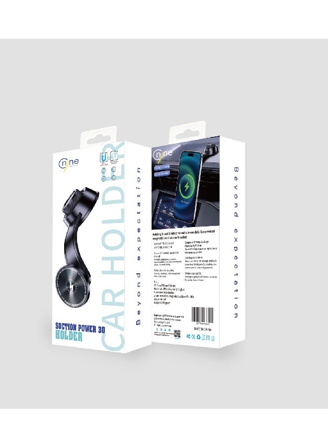 Nine Suction Power Holder 30 Magnetic Car Phone Holder - Black