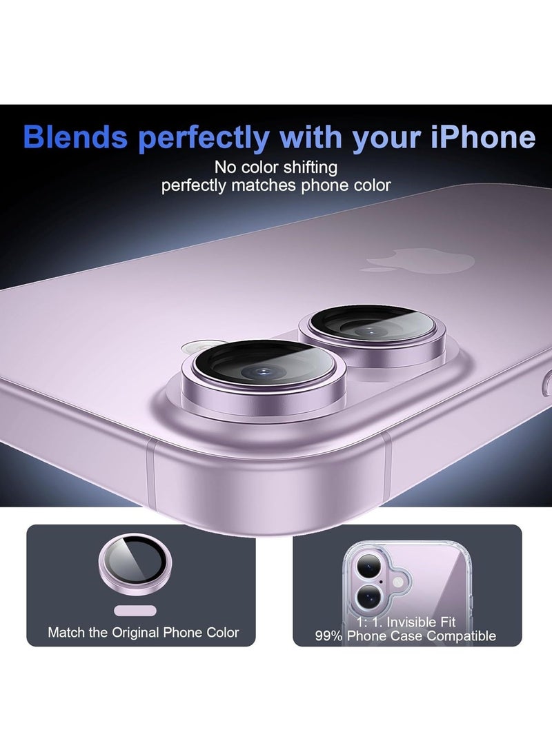 iPhone 17 Lens Protector，[Shatterproof 9H Tempered Glass] Invisible Ultra Clarity Cover,Light Purple - Image 2