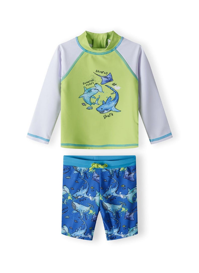 MINOTI 2-Piece Kids' Swim Set with Long Sleeve Top and Swim Shorts  - Image 2