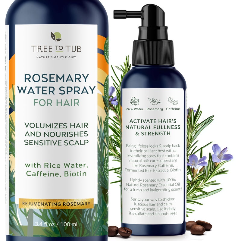 Tree To Tub Rosemary Water Spray for Hair Growth - Fermented Rice Water for Hair Growth Nature's Rosemary Hair Spray & Nourishing Scalp Care - Image 1