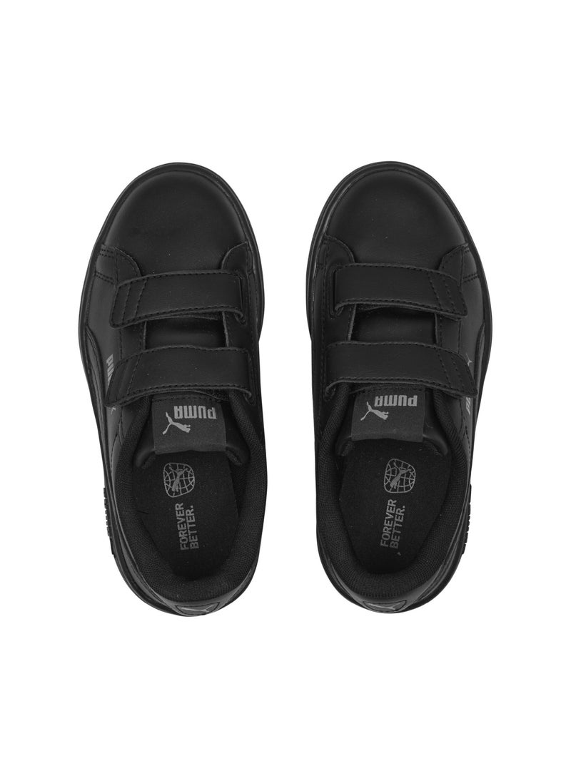 Smash 3.0 Kids Unisex Black Leather V Sneakers