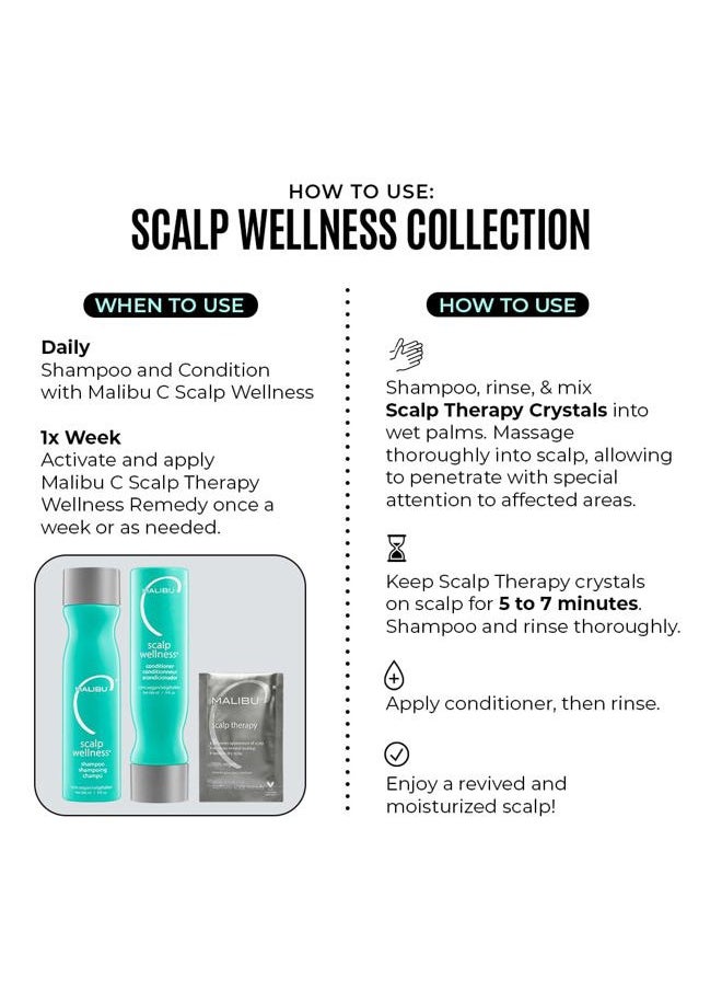 Malibu C - Scalp Wellness Collection - Soothing Shampoo and Conditioner Hair Care Set for Dry Scalp - Formulated with Vitamin C Antioxidant Complex - Travel Size Scalp Remedy Packets Included (33.8 oz) - Image 1