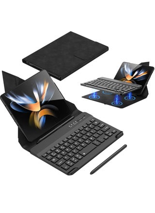 Mini Wireless Bluetooth Keyboard Leather Case for Samsung Galaxy Z Fold 5, Z Fold 4, Z Fold 3, Z Fold 2 & Google Pixel Fold - Lightweight, Comfortable Typing, Carbon Fiber Design. - pzsku/Z99E6146D64F35CB133AFZ/45/_/1723085363/ed260b85-fdf5-4f04-a614-29d2c203aa91
