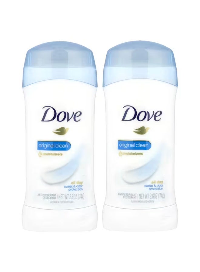Dove, Antiperspirant Deodorant, Original Clean, 2 Pack, 2.6 oz (74 g) Each
