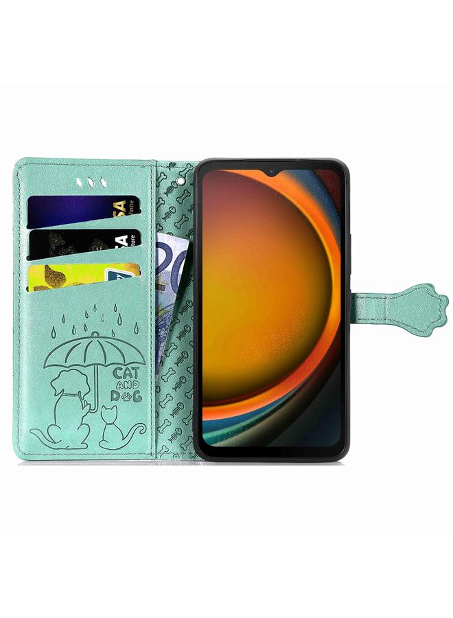 اس-توب جراب لهاتف Samsung Galaxy Xcover 7 مصنوع من الجلد المنقوش بنقشة قطة وكلب - Image 3