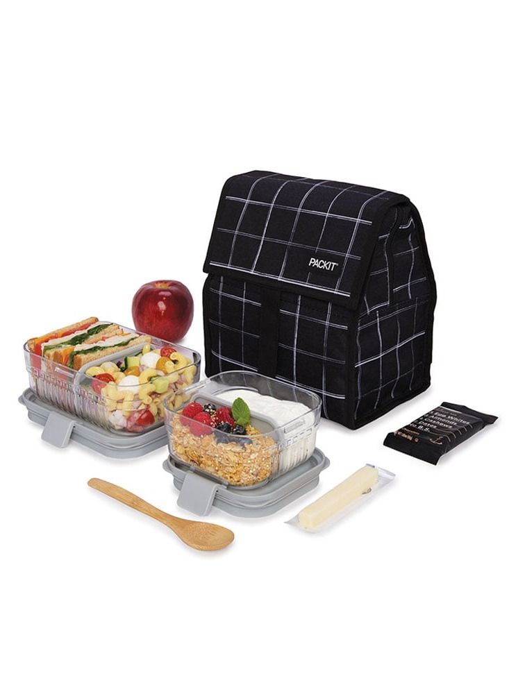 PackIt Freezable Lunch Bag- Black Grid - Image 4