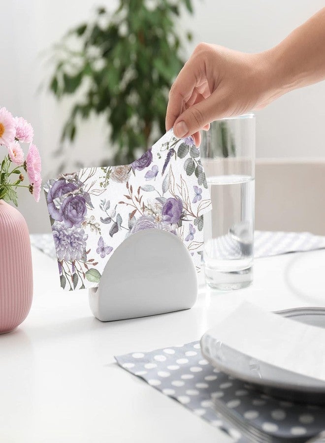 SmilerSmile 40pcs Paper Napkins Watercolor Floral Guest Napkins Vintage Wild Flower Disposable Hand Towels Flower Decorative Paper for Bathroom Wedding Birthday Party/Purple Flower - Image 4