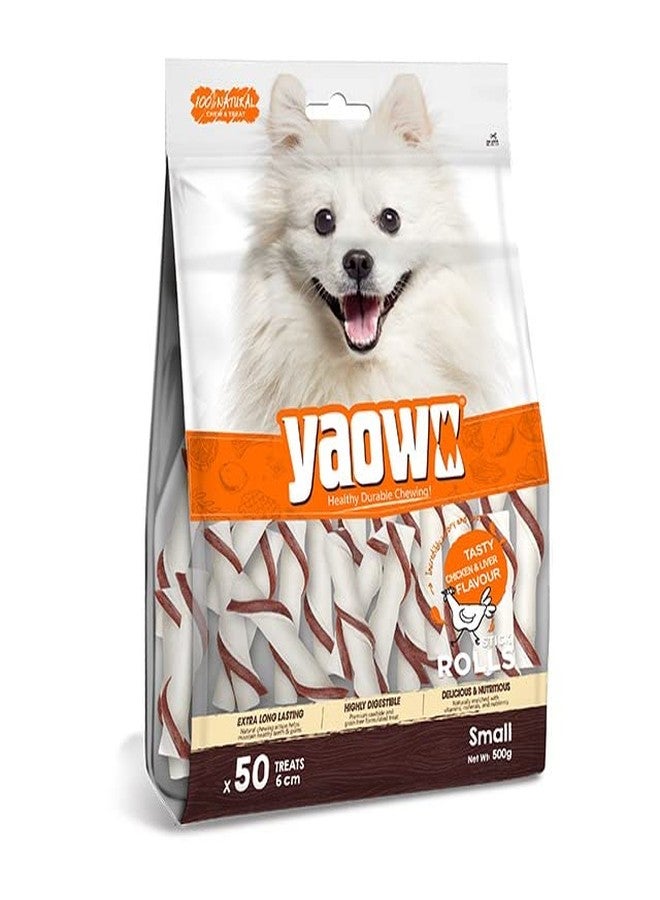 VETECURA Yaowo DogsNCats All Natural Dog Rawhide Bones with Chicken Inside, 100% Digestible & Durable, Promotes Healthy Teeth Strong Bones and Joints, 5` Stick Roll 500gm (Pack of 2) - Image 2