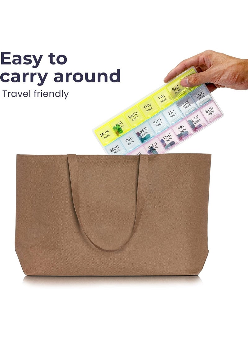 BEYTOR 3 Times a Day Weekly Pill Organizer – 7 Day Large Medication Box with 21 Compartments – Morning Noon Night Pill Holder for Travel, Vitamins, Tablets & Daily Medicine Storage - Image 4