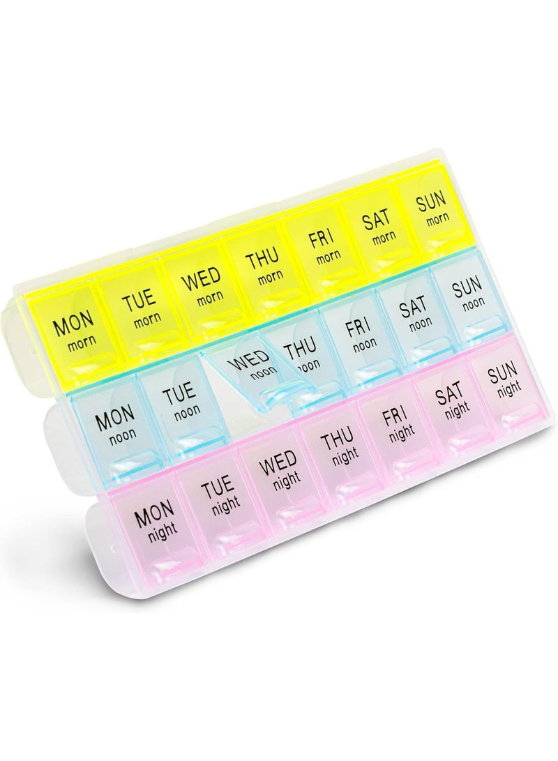 BEYTOR 3 Times a Day Weekly Pill Organizer – 7 Day Large Medication Box with 21 Compartments – Morning Noon Night Pill Holder for Travel, Vitamins, Tablets & Daily Medicine Storage - Image 1